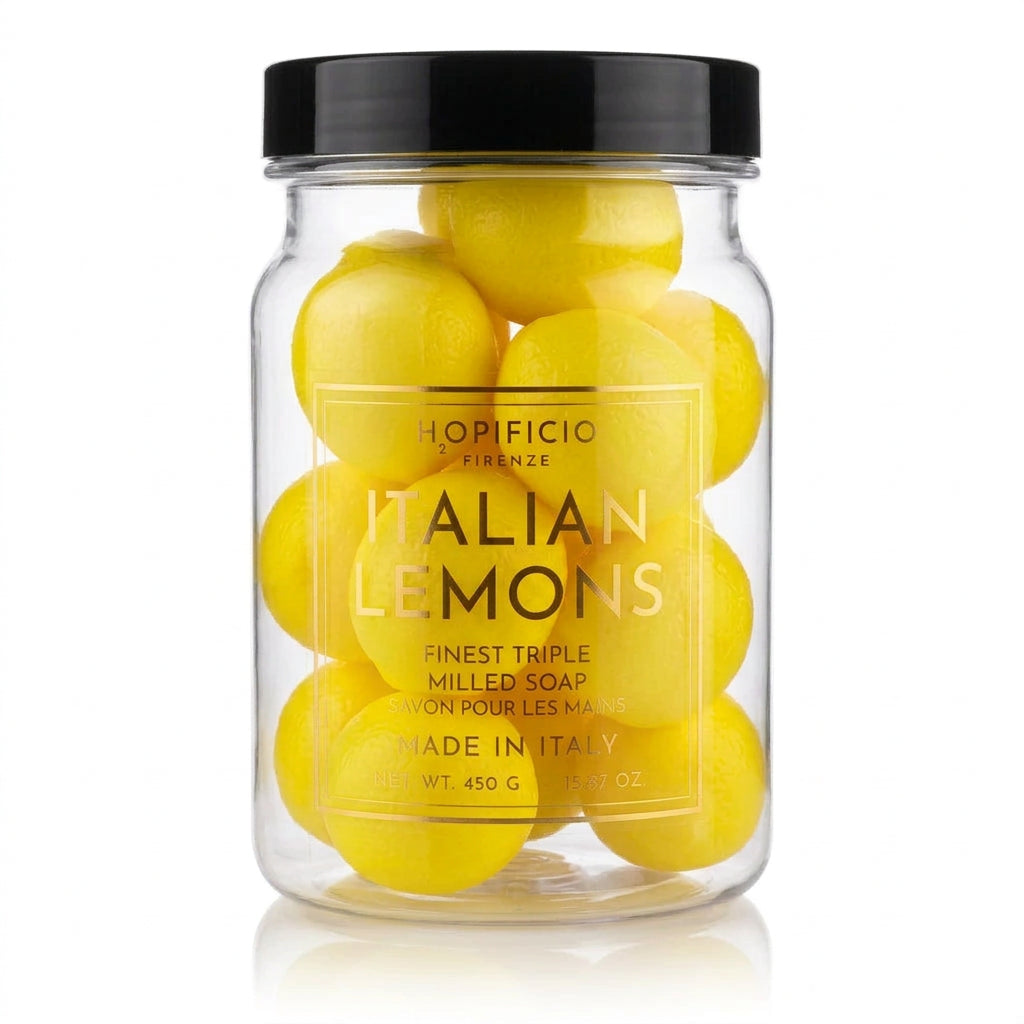 Hopificio Italian Triple Milled Lemon Shaped Soaps In Gift Jar