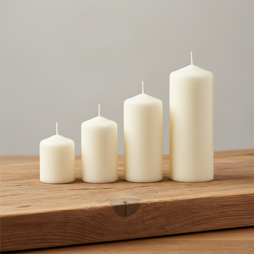 Set of 4 Pillar Candles 40x50mm - Ivory