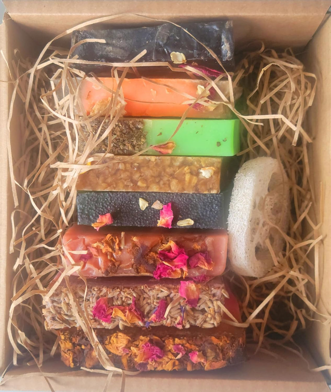 Handmade Artisan Natural Soap Selection Gift Box 8 x 100g Handcrafted, Cruelty Free, Vegan Soaps - 'Radiance' Box