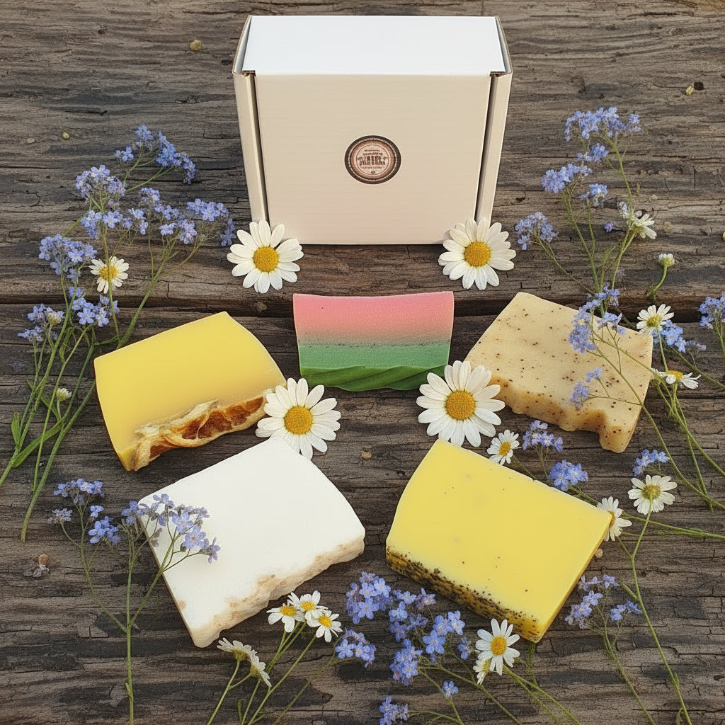 Handmade Artisan Natural Soap Selection Gift Box - 5 x 100g Handcrafted, Cruelty Free, Vegan Soaps - 'Invigorate' Collection
