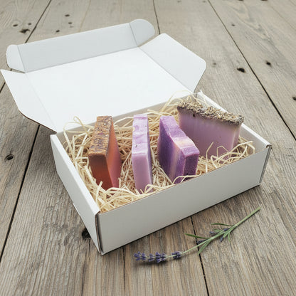 Handmade Artisan Natural Soap Selection Gift Box 4 x 100g Handcrafted, Cruelty Free, Vegan Soaps  - 'Calm' Collection